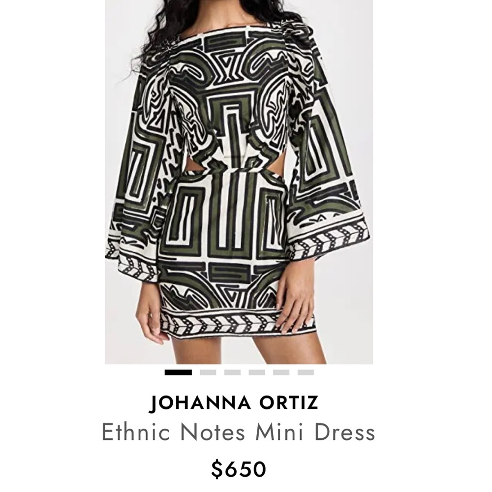 Johanna Ortiz Black and White Geometric Mini Dress